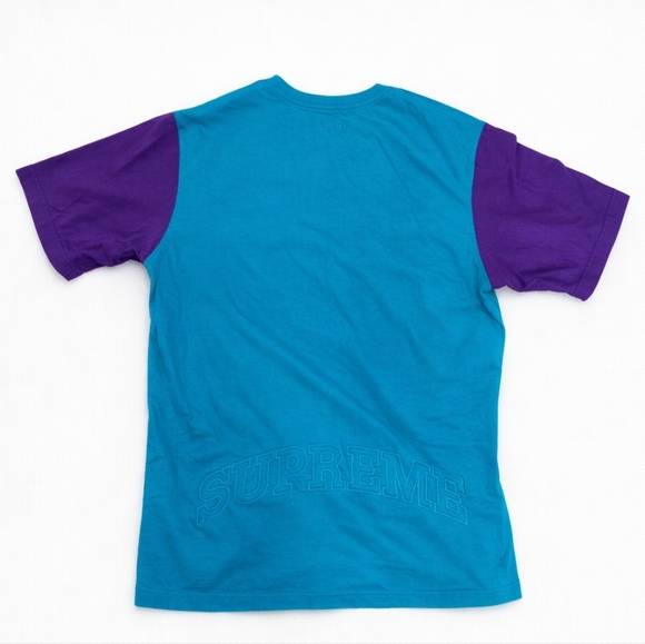 Supreme Color Block Henley Shirt Teal Purple Vintage Fits Large - Picture 2 of 4